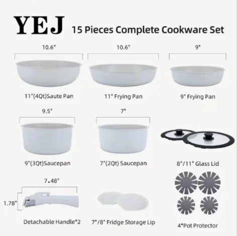15-Piece Non-Stick Stone Pan Set - Image 6