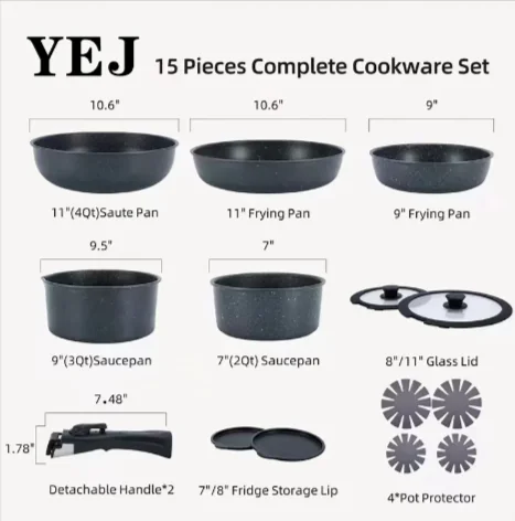 15-Piece Non-Stick Stone Pan Set - Image 7