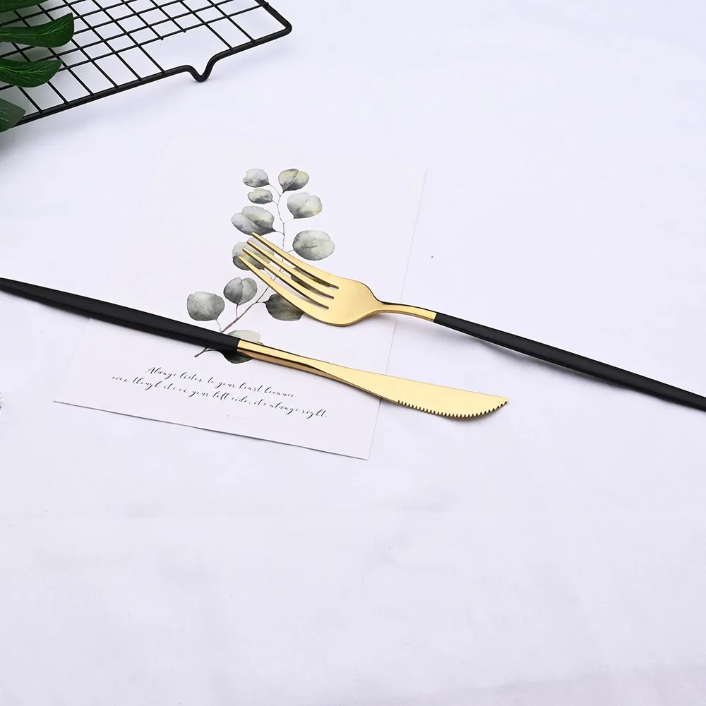 24pcs Black Gold Dinnerware Set - Image 3