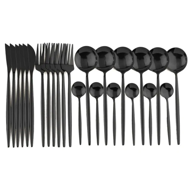 24pcs Black Gold Dinnerware Set - Image 8