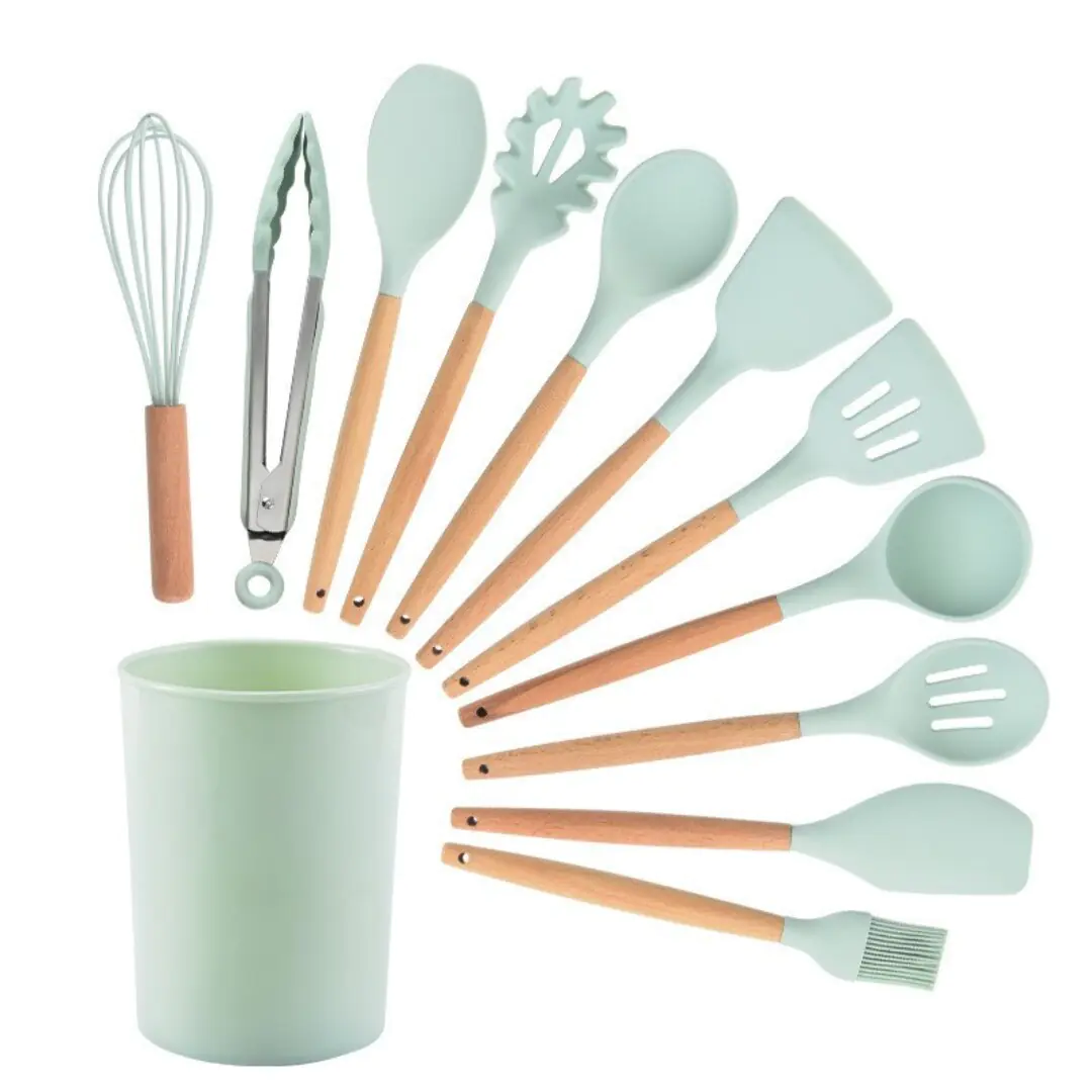 5/12pc Kitchen Utensil Set Wooden Handle - Image 3