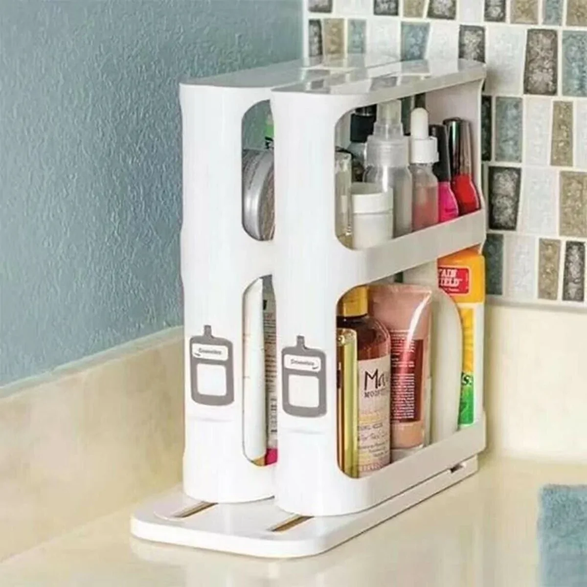 Double Layer Rotating Kitchen Spice Organizer Rack - Image 3