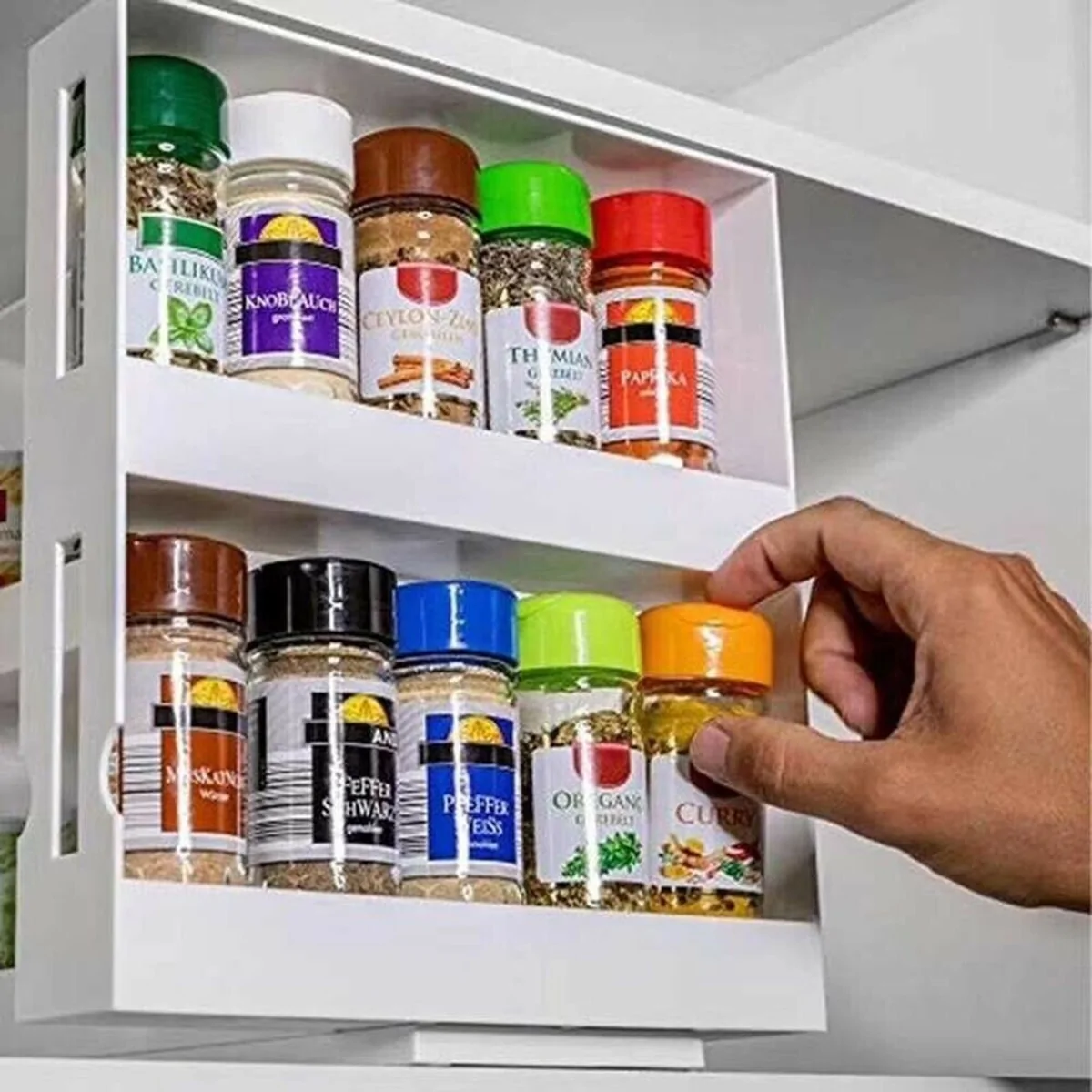 Double Layer Rotating Kitchen Spice Organizer Rack - Image 4